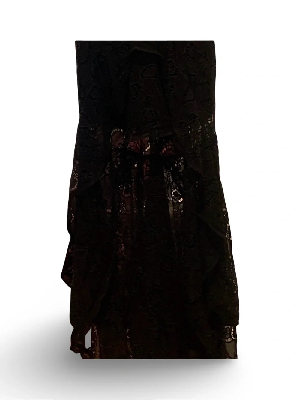 Free People Black Lace High-Low‎ Dress with Side Cutouts, XS